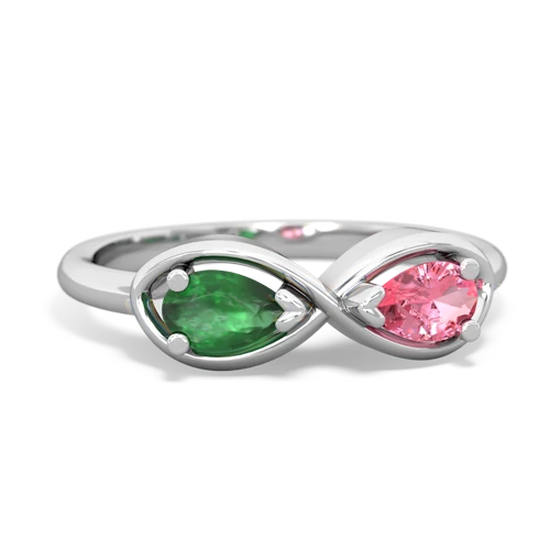 emerald-pink sapphire infinity ring
