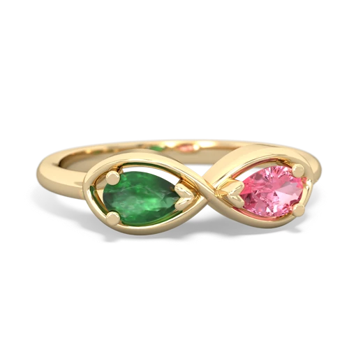 emerald-pink sapphire infinity ring