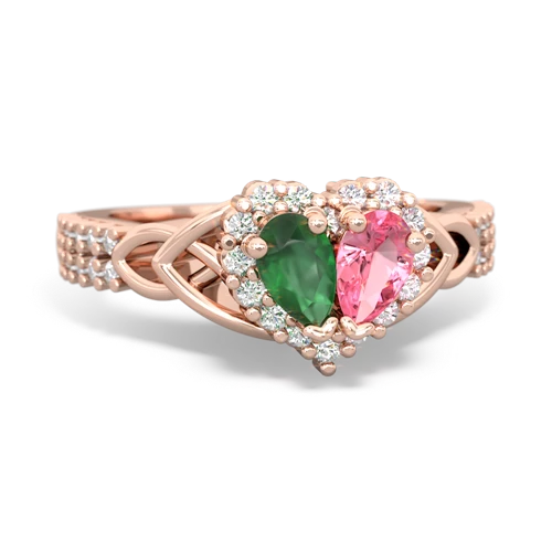 emerald-pink sapphire keepsake engagement ring