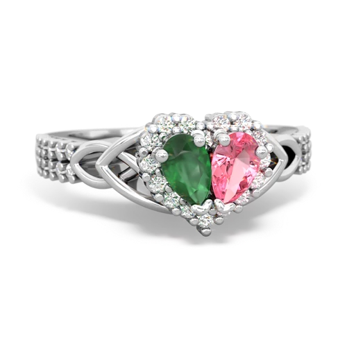 emerald-pink sapphire keepsake engagement ring