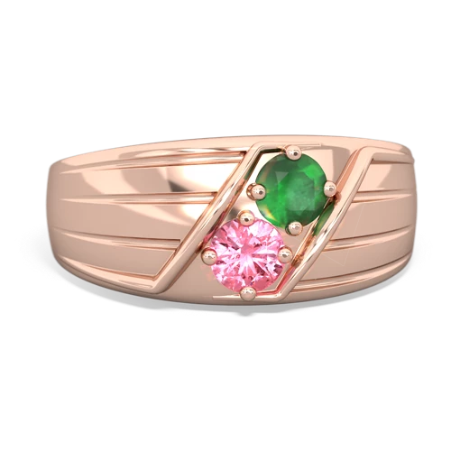 emerald-pink sapphire mens ring