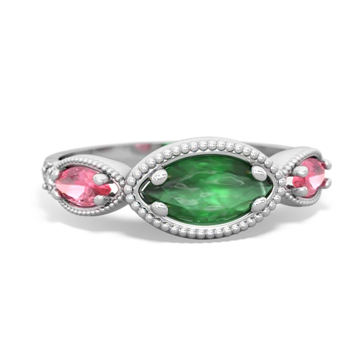 emerald-pink sapphire milgrain marquise ring