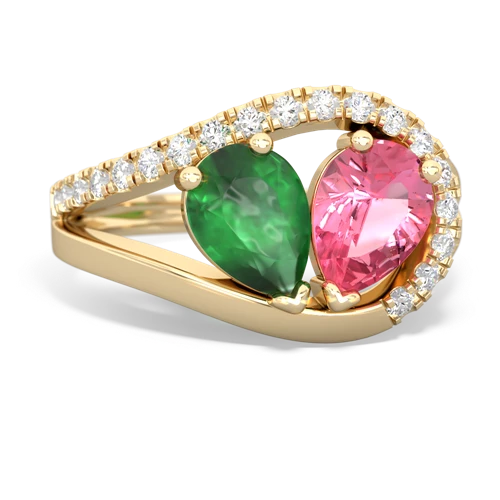 emerald-pink sapphire pave heart ring