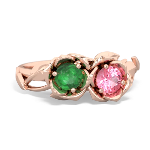 emerald-pink sapphire roses ring