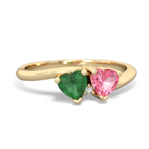 emerald-pink sapphire sweethearts promise ring