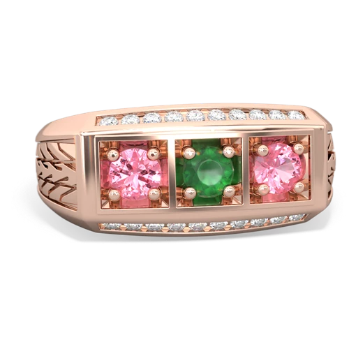 emerald-pink sapphire three stone ring