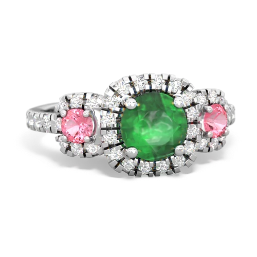 emerald-pink sapphire three stone regal ring