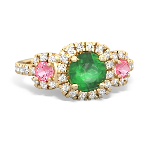 emerald-pink sapphire three stone regal ring