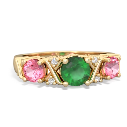 Emerald Genuine Emerald with Lab Created Pink Sapphire and Genuine Swiss Blue Topaz Hugs and Kisses ring Ring
