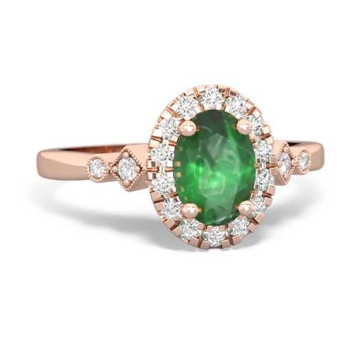 Antique-style Halo Genuine Emerald ring