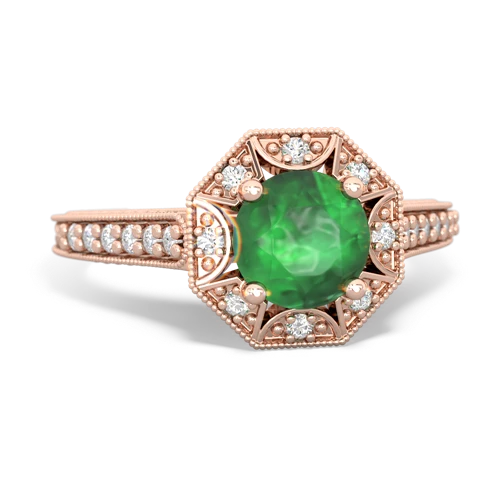Art-Deco Starburst Genuine Emerald ring