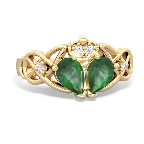 Emerald Two Stone Claddagh Genuine Emerald ring Ring