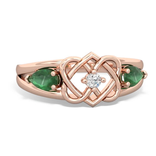 Emerald Hearts Intertwined Genuine Emerald ring Ring