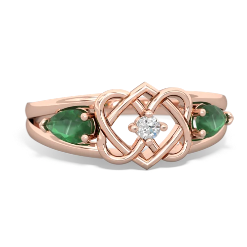 emerald double heart ring