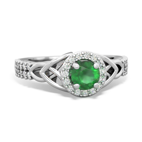 Celtic Knot Halo Genuine Emerald ring