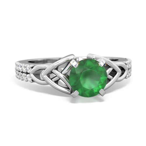 Square Emerald Ring with Accenting Diamonds, 14k White Gold - Mills Jewelers