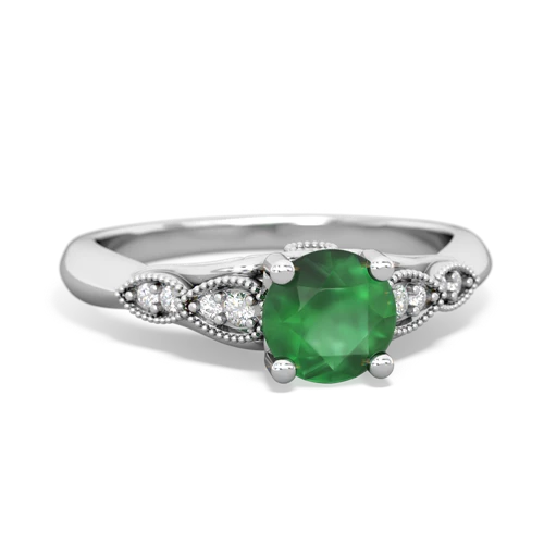 emerald filigree milgrain ring