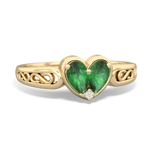 Emerald filligree Heart Genuine Emerald ring Ring