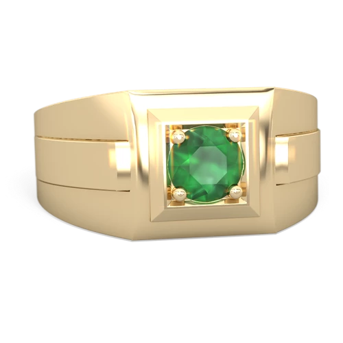 emerald mens round ring