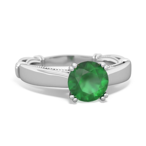 emerald ornate solitaire ring