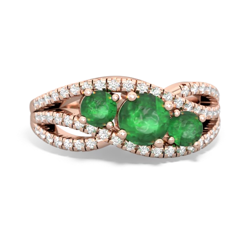 emerald three stone pave ring