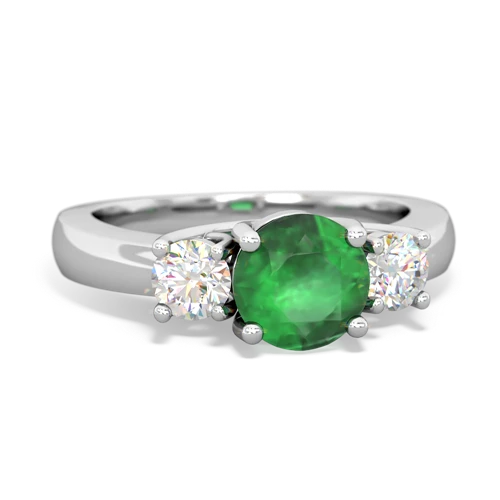 Three Stone Trellis Genuine Emerald ring