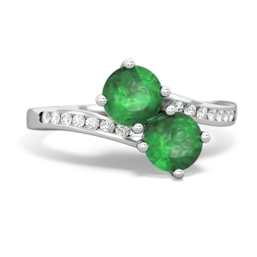 emerald two stone channel ring