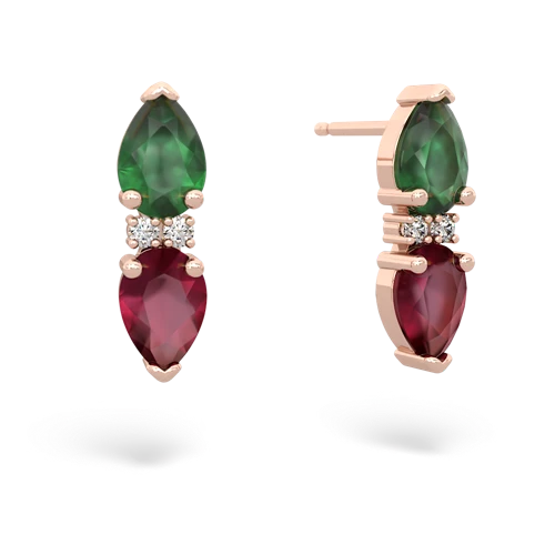 emerald-ruby bowtie earrings