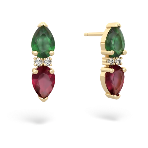 emerald-ruby bowtie earrings