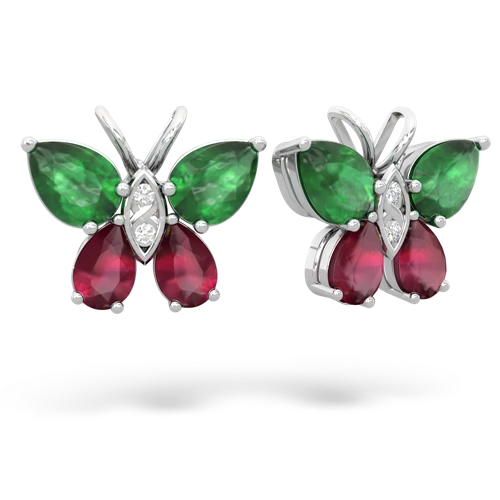 emerald-ruby butterfly earrings