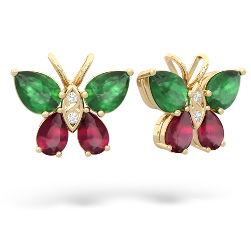 emerald-ruby butterfly earrings