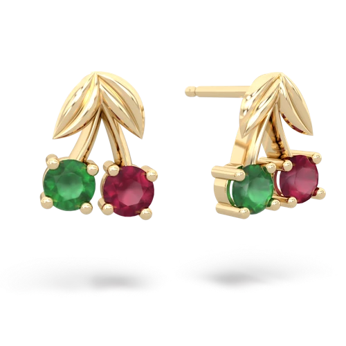 emerald-ruby cherries earrings