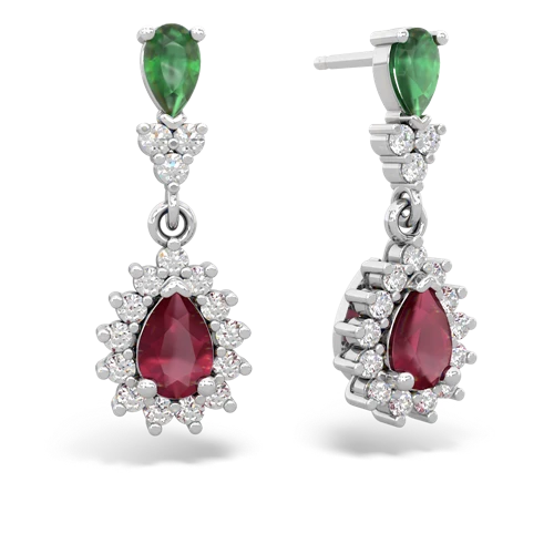 emerald-ruby dangle earrings