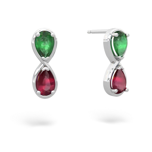 emerald-ruby infinity earrings