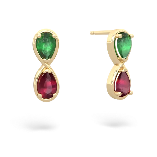 emerald-ruby infinity earrings