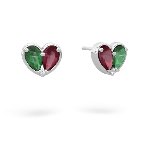 emerald-ruby one heart earrings