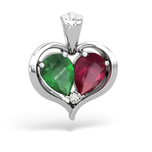 emerald-ruby half heart whole pendant