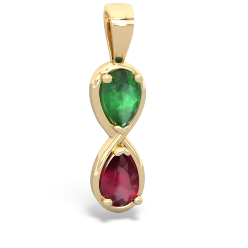 Emerald Genuine Emerald with Genuine Ruby Infinity pendant Pendant