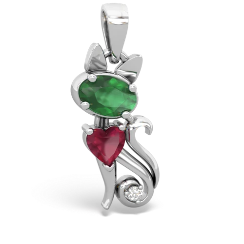 emerald-ruby kitten pendant