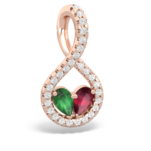 emerald-ruby pave twist pendant