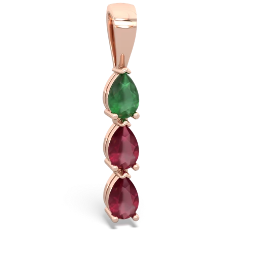 Emerald Genuine Emerald with Genuine Ruby and  Three Stone pendant Pendant