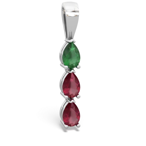 Emerald Genuine Emerald with Genuine Ruby and  Three Stone pendant Pendant