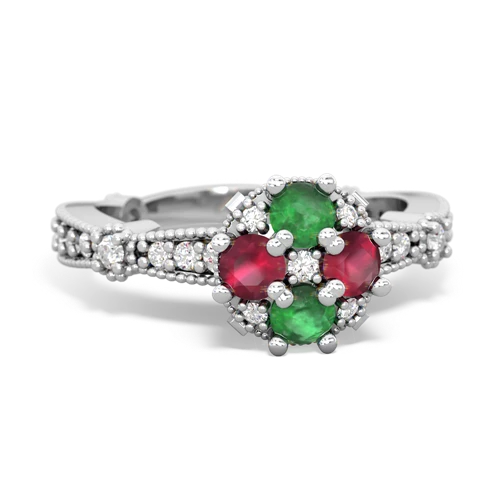 emerald-ruby art deco engagement ring