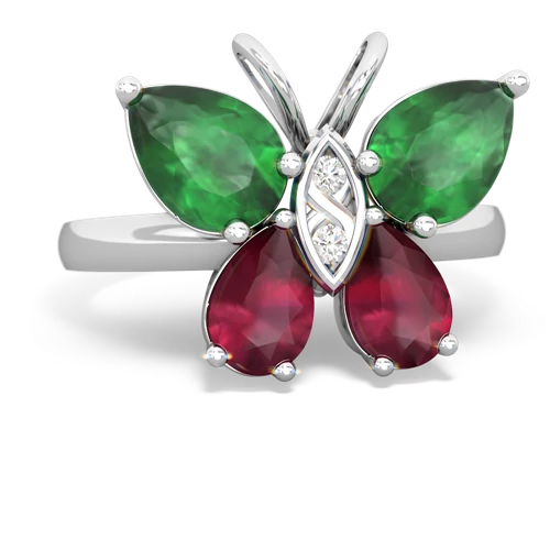 emerald-ruby butterfly ring