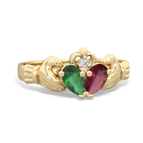 Emerald Genuine Emerald with Genuine Ruby Claddagh ring Ring