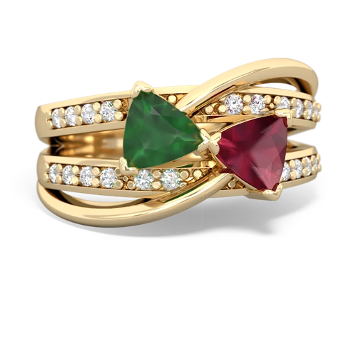 Emerald Genuine Emerald with Genuine Ruby Bowtie ring Ring