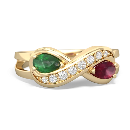 Emerald Genuine Emerald with Genuine Ruby Diamond Infinity ring Ring
