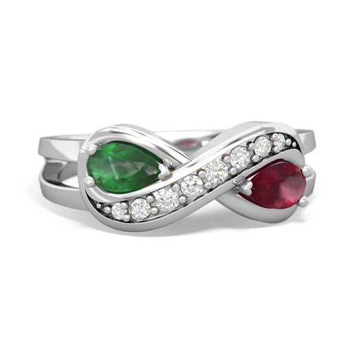 emerald-ruby diamond infinity ring
