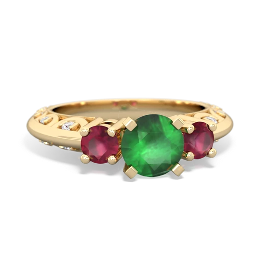 Emerald Genuine Emerald with Genuine Ruby Art Deco ring Ring