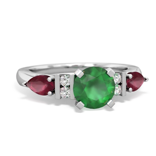 Emerald Genuine Emerald with Genuine Ruby and  Engagement ring Ring